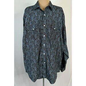 Panhandle Rough Cut XL Long sleeve Paisley Western Shirt Pearl Snaps Flip Cuff